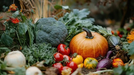 Organic vegetable garden with seasonal produce