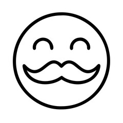 happy face with mustache icon, father’s day line art, father icon - simple black line art icon of happy face with mustache, for father’s day celebrations. father vector art.