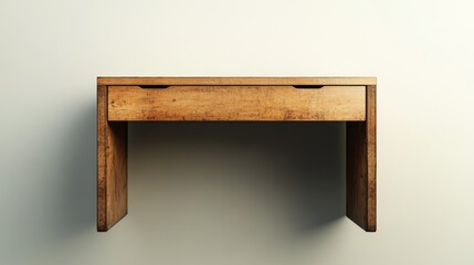 Simple Wooden Desk With Single Drawer Against Wall