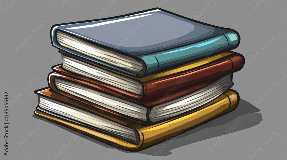 Poster a stack of colorful books ready for reading