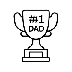 trophy with 1 dad icon, father’s day line art, father icon - simple black line art icon of trophy with 1 dad, for father’s day celebrations. father vector art.