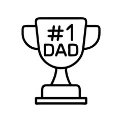 trophy with 1 dad icon, father’s day line art, father icon - simple black line art icon of trophy with 1 dad, for father’s day celebrations. father vector art.
