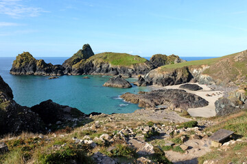 Kynance Cove on the Lizard Peninsula, Cornwall, UK.