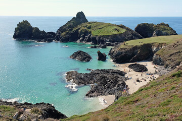 Kynance Cove on the Lizard Peninsula, Cornwall, UK.