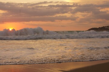 Obraz premium Sunset at Zicatela Beach, Puerto Escondido, Oaxaca, Mexico