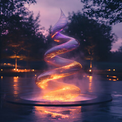 Obraz premium Ethereal Spiral Light Sculpture at Twilight