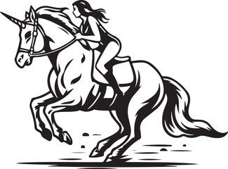 A jockey riding a racehorse, a silhouette of a horse