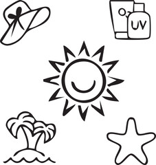 Summer vector|Beach vector|Vacation vector|Summer breeze vector|Sunset vector|Sunlight vector|Summer vibes vector design icon symbol set