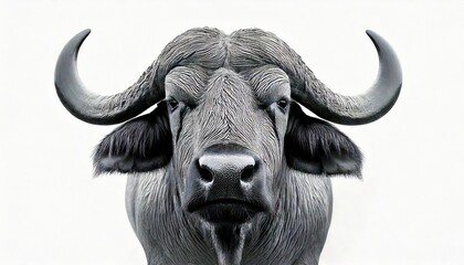 Majestic water buffalo portrait studio setting animal photography minimalist style close-up view wildlife concept