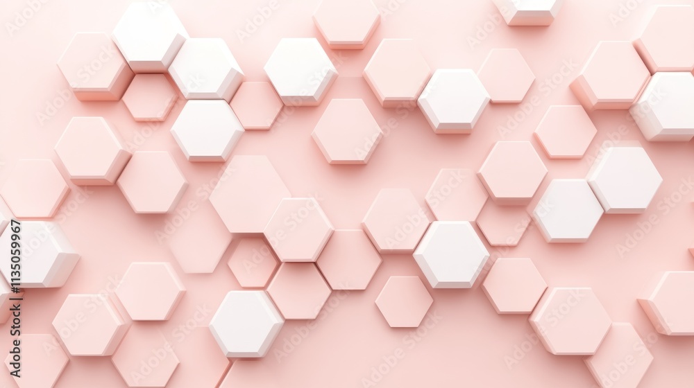 Aufkleber Abstract Pink and White Hexagon Pattern Background