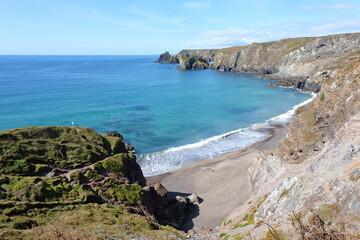 Obraz premium Pentreath Beach, on the Lizard Peninsula, Cornwall, UK.