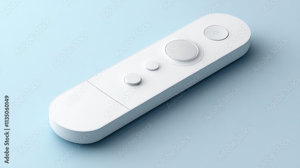 Poster white wireless remote control device on blue background