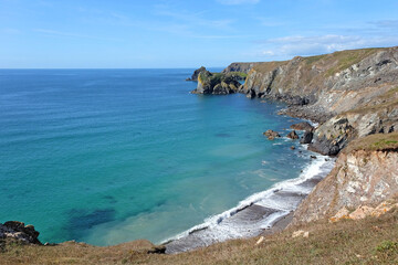 Pentreath Beach, on the Lizard Peninsula, Cornwall, UK.