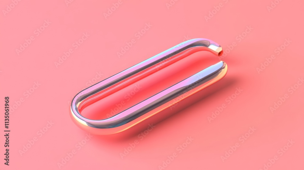 Poster shiny metallic object on pink background