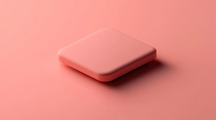 A coral square rests on a coral background