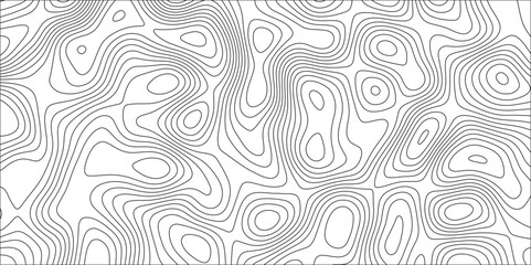 Fototapeta premium Ocean topographic line map with curvy wave contours map background. White topology topography vector. Cartography texture abstract banner use. Modern design with White background with wavy pattern 