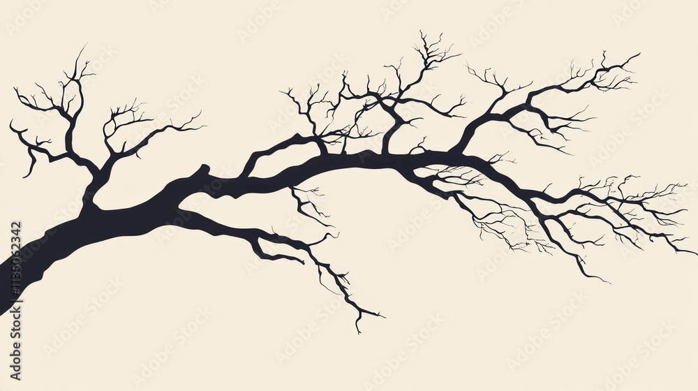 Poster silhouette of a barren tree branch against a light background