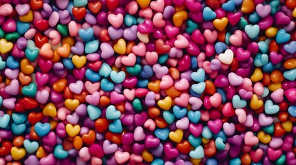Obraz premium Colorful Heartshaped Jelly Beans Filling the Frame in Vibrant Studio Shot