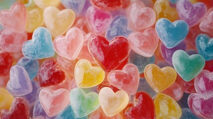 Colorful Hearts of Jelly Candies in Studio Setting