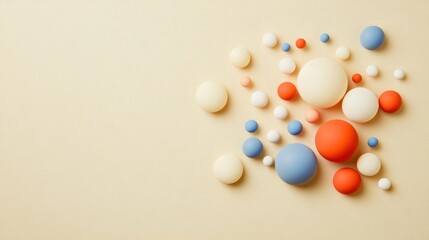 Colorful Spheres Arranged on a Beige Background