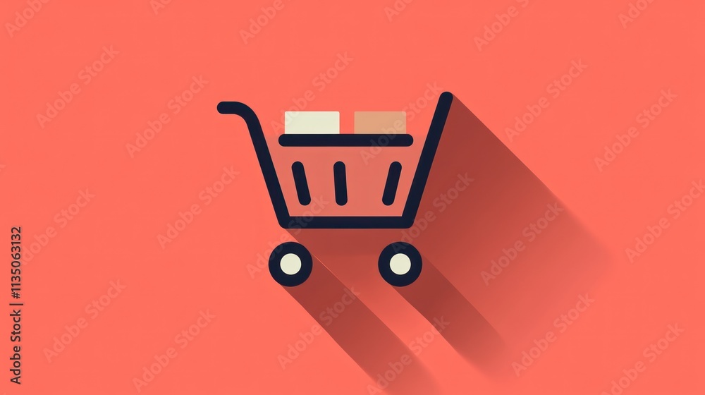 Poster Shopping Cart Icon With Items Inside A Simple Design
