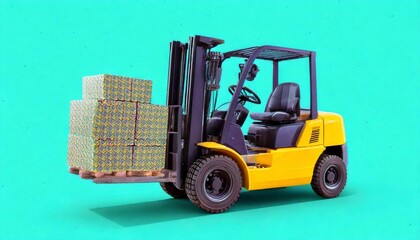 Forklift moving cargo warehouse equipment image industrial setting side view logistics operations