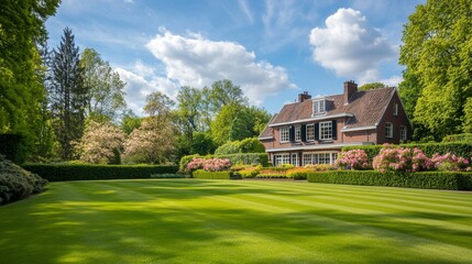 Fototapeta premium Beautiful Estate Home with Lush Garden
