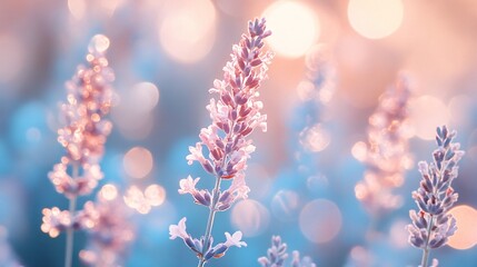 Obraz premium Lavender Bloom, Soft Pastel Bokeh Background