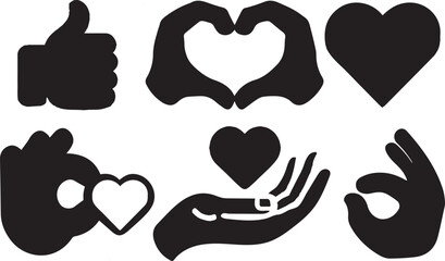 hand emojis vector with love shape