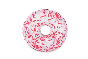 Red velvet cake with cream topping on a white isolated background