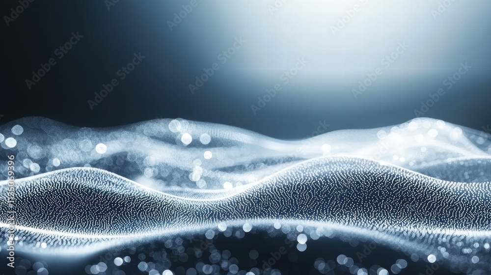Poster Dynamic Business Insights with Analytics Interface and Glowing Wave Patterns in Abstract Visuals