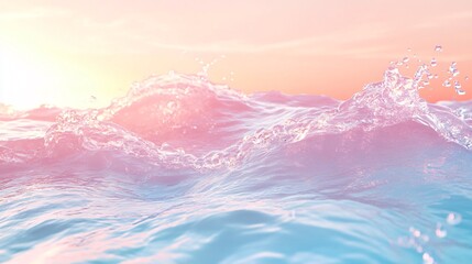 Fototapeta premium Pastel Ocean Waves Sunset Background