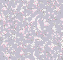 small Seamless floral pattern. Colorful flowers on white background. Elegant template for fashion prints. Vector illustration.