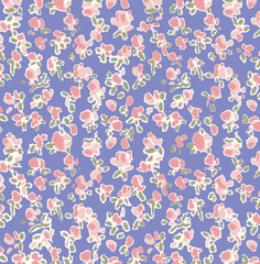 small Seamless floral pattern. Colorful flowers on white background. Elegant template for fashion prints. Vector illustration.