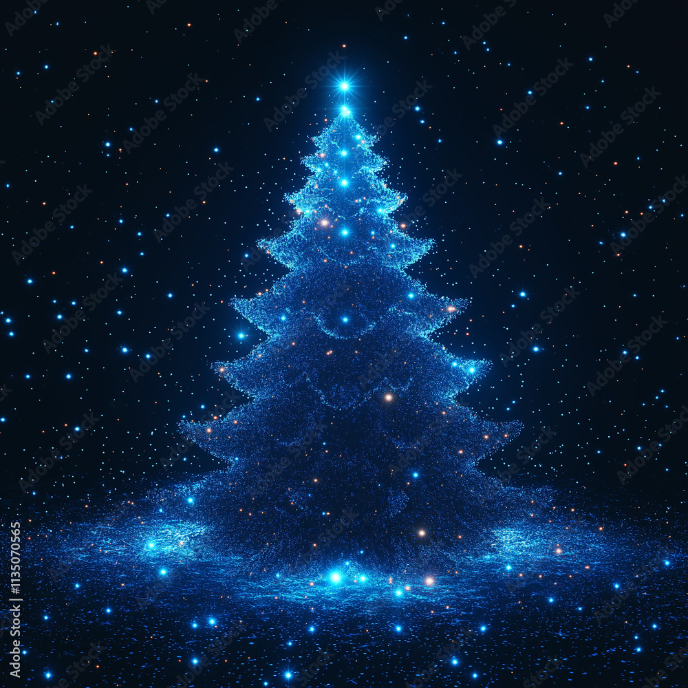 Wall mural a christmas tree and light design with technical elements such as circuits.