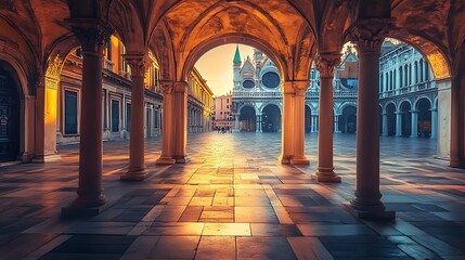 Fototapeta premium Urban Mystique Illustration with Cityscapes, Neon Lights, and Mysterious Atmosphere