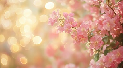 Pink Blossom Spring Background, Soft Bokeh