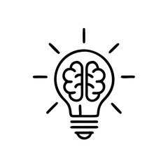 Creative Brain and Lightbulb Symbol icon for Technology.