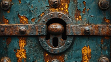 Rusty Antique Door Lock Detail: A Close-up of Weathered Metal
