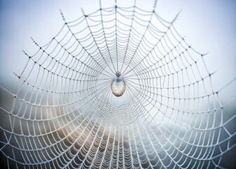 Obraz premium Minimalist Spider Web on a White Background Showcasing Delicate Patterns and Nature’s Intricate Design in a Serene and Tranquil Setting for Artistic Photography Lovers