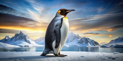 Fototapeta premium Majestic Emperor Penguin Ink Sketch: High-Resolution Wildlife Art