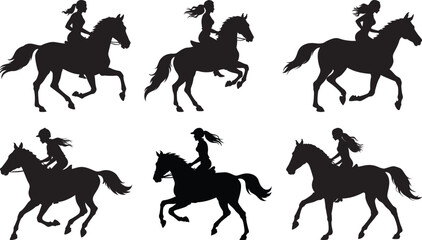Horse riding silhouette collection