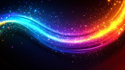 Vibrant Neon Light Trails & Sparkles Background