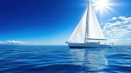 Obraz premium Majestic Sailboat on a Sunny Ocean Day