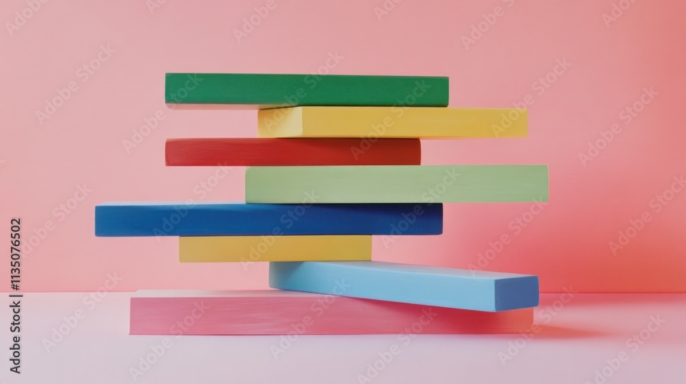 Poster Colorful Blocks Arranged in a Balanced Stack