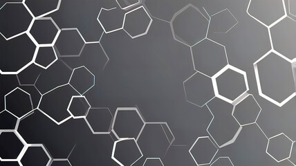 Abstract hexagonal lines on grey blue geometric background, technology