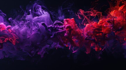 Vibrant Red and Purple Ink Clouds in Fluid Motion