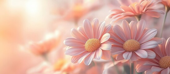 Fototapeta premium Pastel Pink Daisies in Soft Sunlight