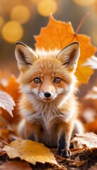 Obraz premium Fox Animal Fun Miniature Size Fantastic Surreal Wildlife