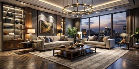 Modern Interior Design Photo Book: Explore Stylish Living Room Ideas and Elegant Home Decor with Captivating Night Photography for Inspiration